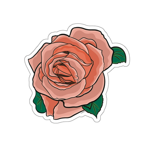Rosey Salmon Sticker | Hand-Drawn Floral Designs | JBABYART