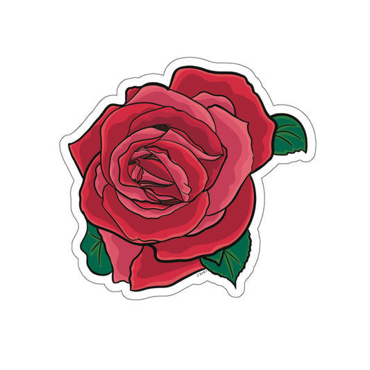 Cardinal Red Rose Sticker | Hand-Drawn Floral Designs | JBABYART